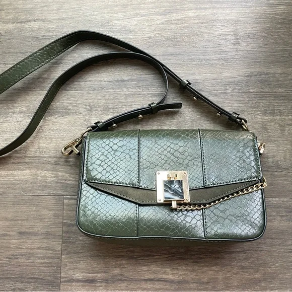 Topshop Bags Topshop Green Leather Snakeskin Crossbody Bag